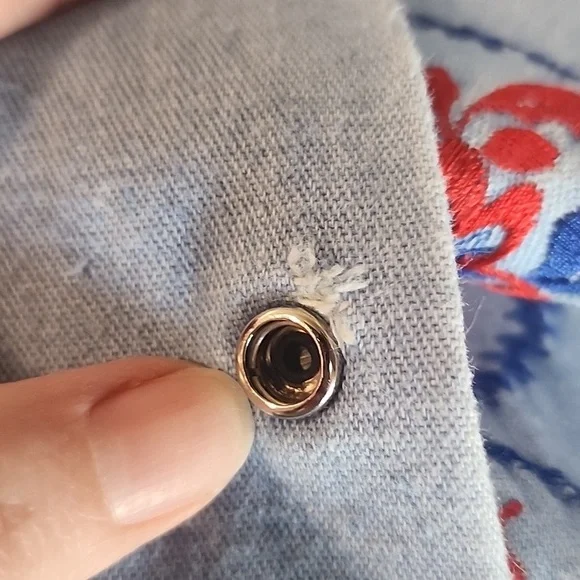 Vintage DORDADOS AZTECA Embroidered Denim Button Down Top 38 - Picture 6 of 6